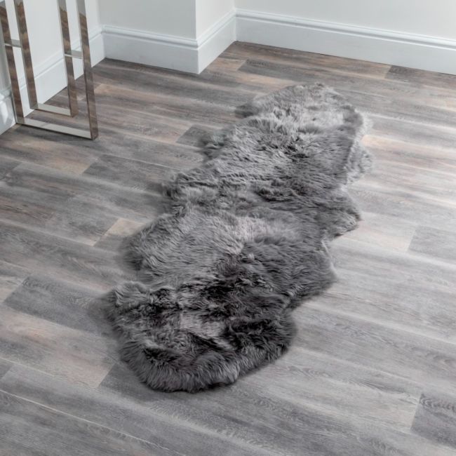 Double Grey Sheepskin Rug - Oakavia