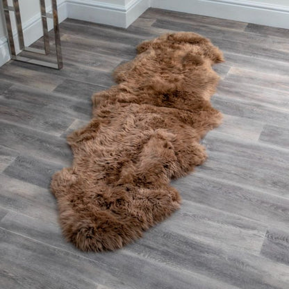 Double Light Brown Sheepskin Rug - Oakavia