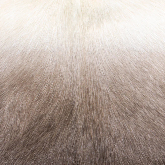 Ivory/Brown Goatskin Ombre Pouffe - Oakavia