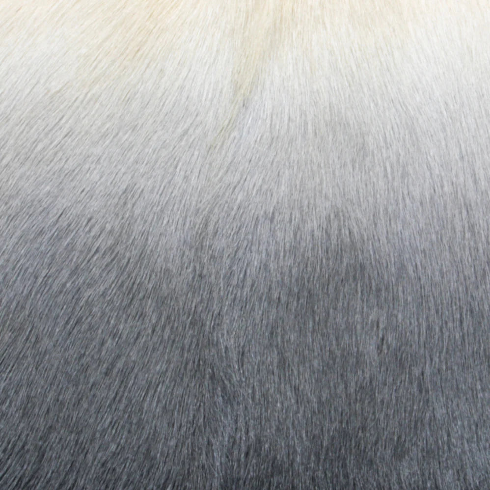 Ivory/Charcoal Goatskin Ombre Pouffe - Oakavia