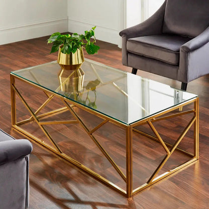 Geometric Gold Plated Coffee Table - Oakavia