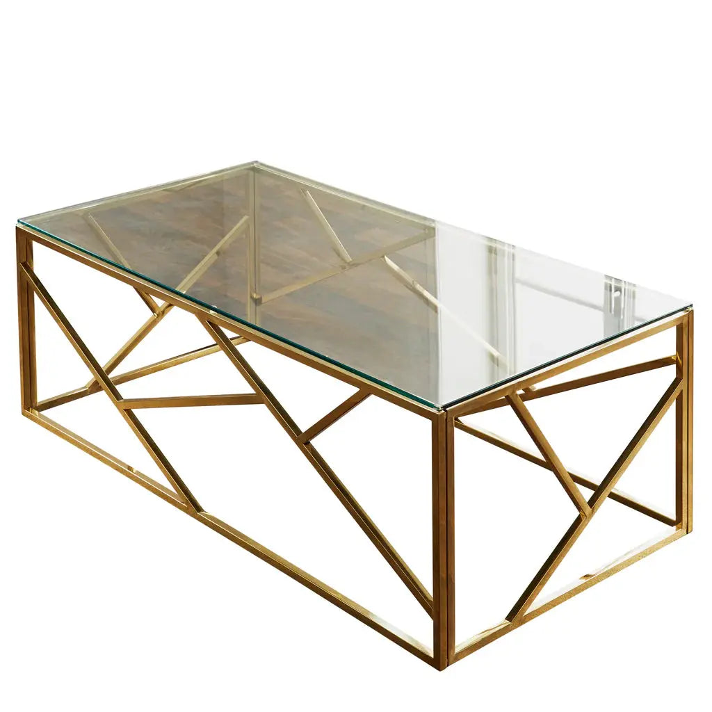 Geometric Gold Plated Coffee Table - Oakavia