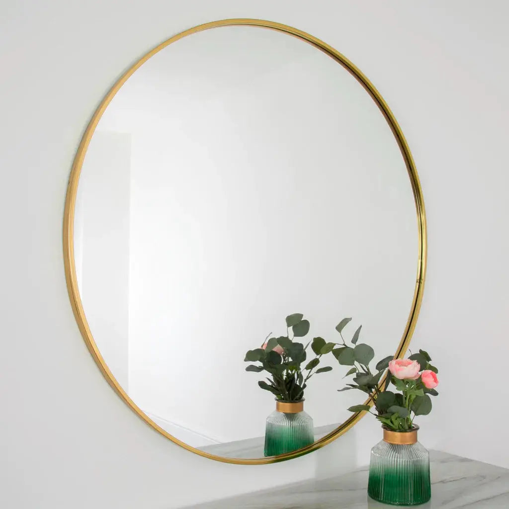 Gold Manhattan Round Mirror - Large - Oakavia