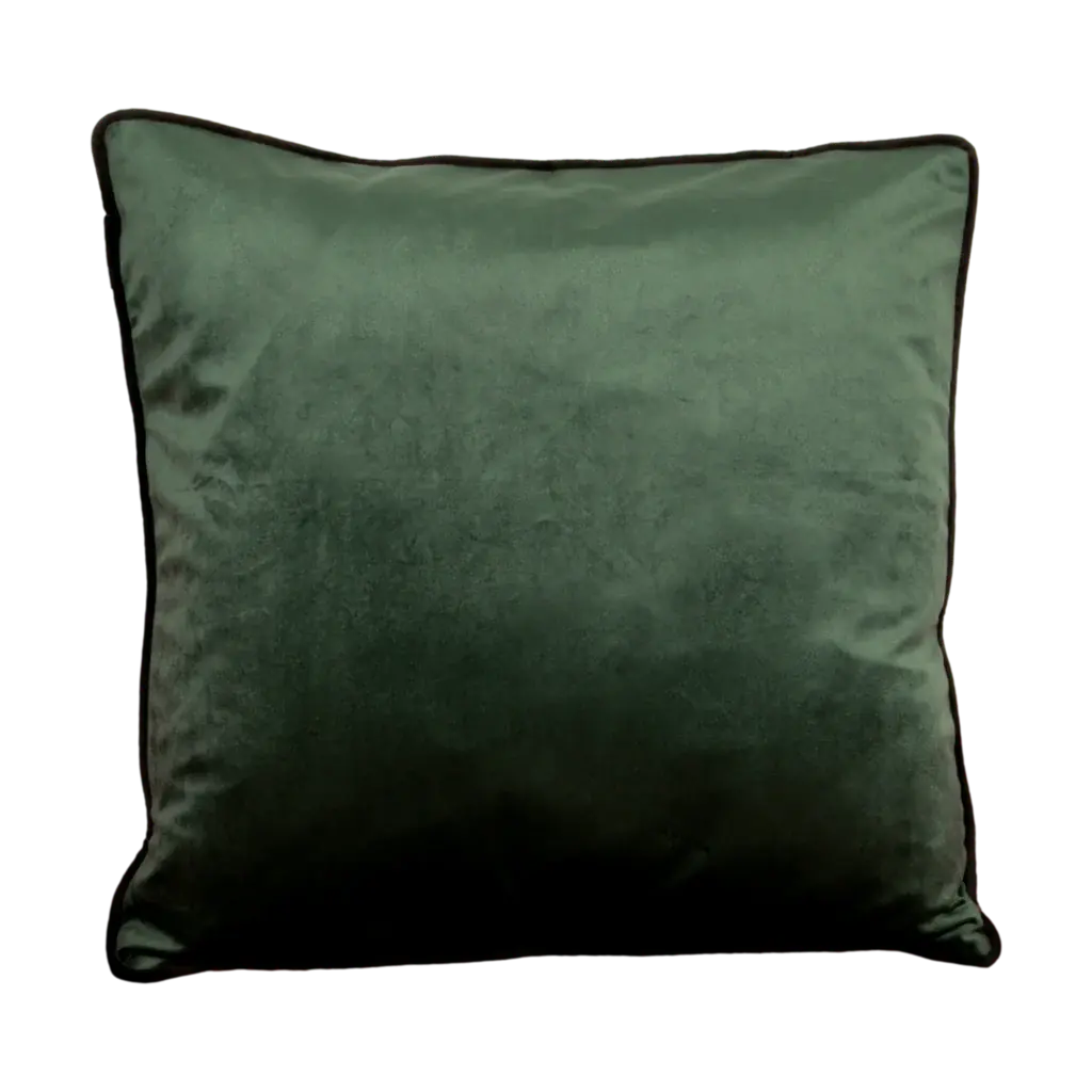 Green Piped Velvet Cushion Feather Filled - Oakavia