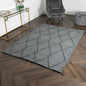 Grey Diamond Pattern Large Wool Rug - 120 x 180cm - Oakavia