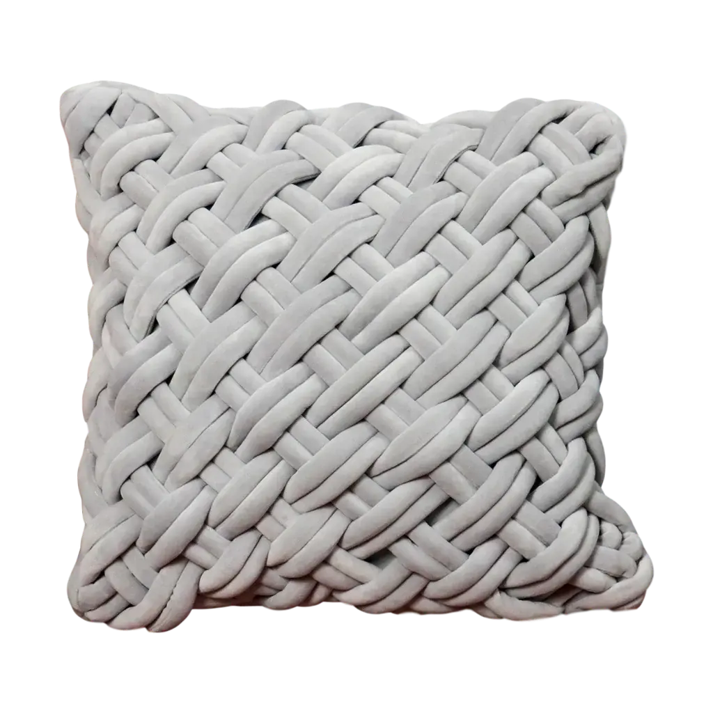 Grey Handknotted Velvet Cushion - Feather Filled - Oakavia