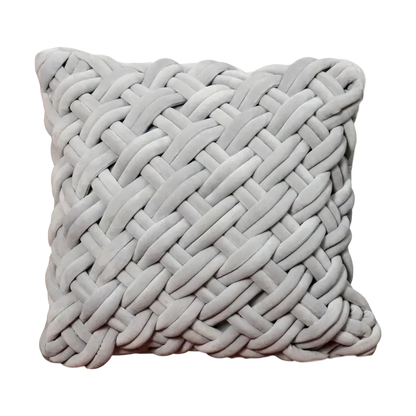 Grey Handknotted Velvet Cushion - Feather Filled - Oakavia