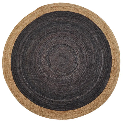 Milano Soft Jute Rug with Light Grey Centre - 120cm Diameter - Oakavia