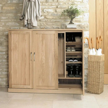 Wood Furniture UK - Shop Mobel Oak Extra Large Shoe Cupboard - Oakavia