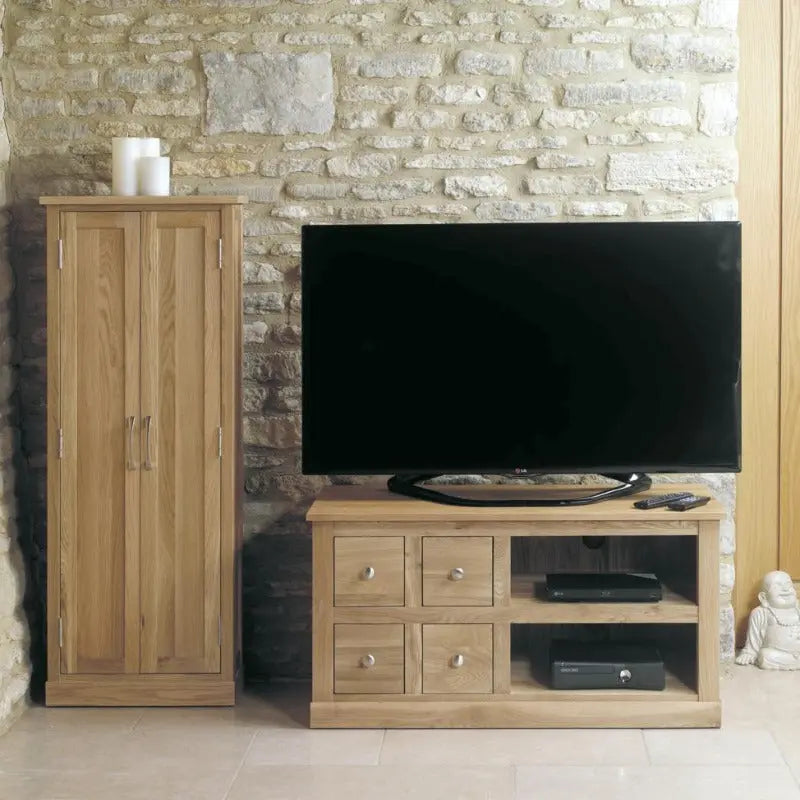 Wood Furniture UK - Shop Mobel Oak Four Drawer Television Cabinet - Oakavia