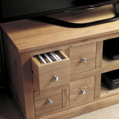 Wood Furniture UK - Shop Mobel Oak Four Drawer Television Cabinet - Oakavia