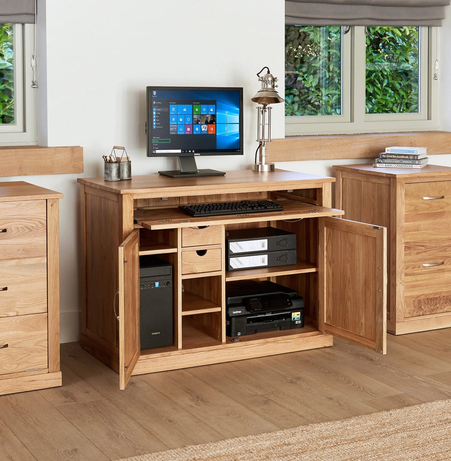 Wood Furniture UK - Shop Mobel Oak Hidden Home Office - Oakavia