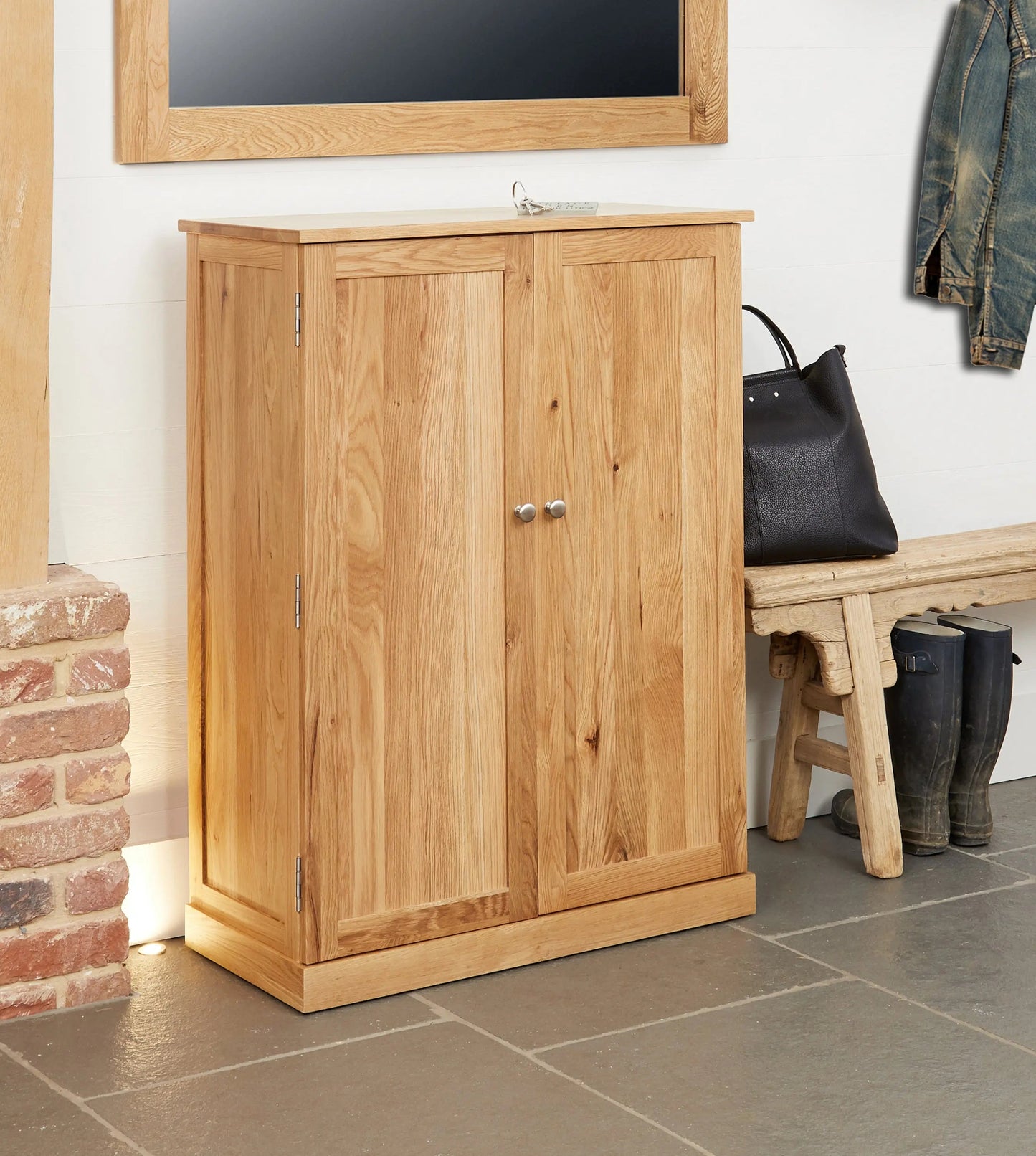 Wood Furniture UK - Shop Mobel Oak Large Shoe Cupboard - Oakavia