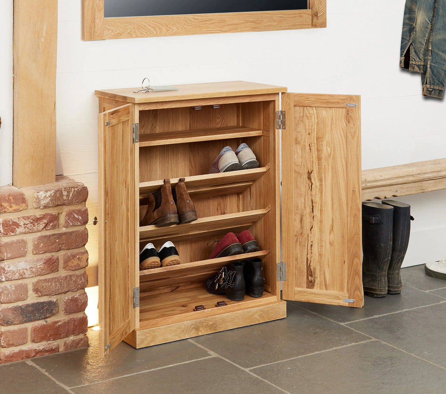 Wood Furniture UK - Shop Mobel Oak Shoe Cupboard - Oakavia