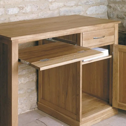 Wood Furniture UK - Shop Mobel Oak Single Pedestal Computer Desk - Oakavia