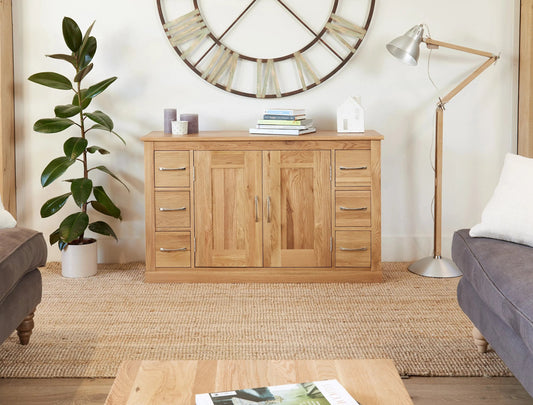 Wood Furniture UK - Shop Mobel Oak Six Drawer Sideboard - Oakavia