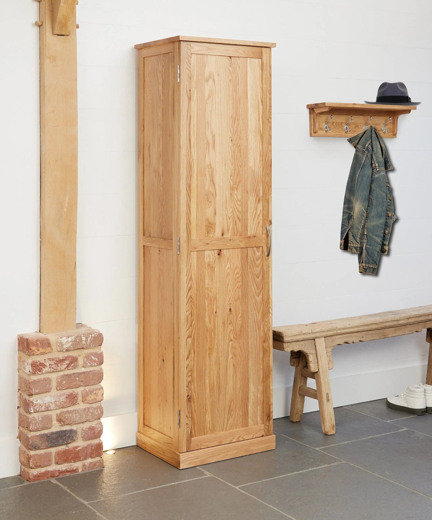 Wood Furniture UK - Shop Mobel Oak Tall Shoe Cupboard - Oakavia