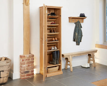 Wood Furniture UK - Shop Mobel Oak Tall Shoe Cupboard - Oakavia