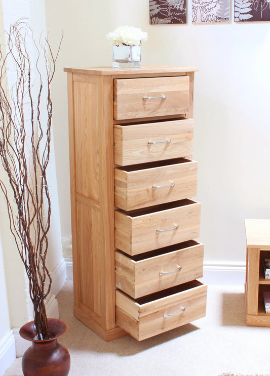 Wood Furniture UK - Shop Mobel Oak Tallboy (6 Drawer) - Oakavia