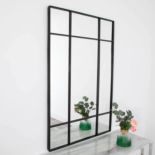 Modern Pane Mirror - Black - Oakavia