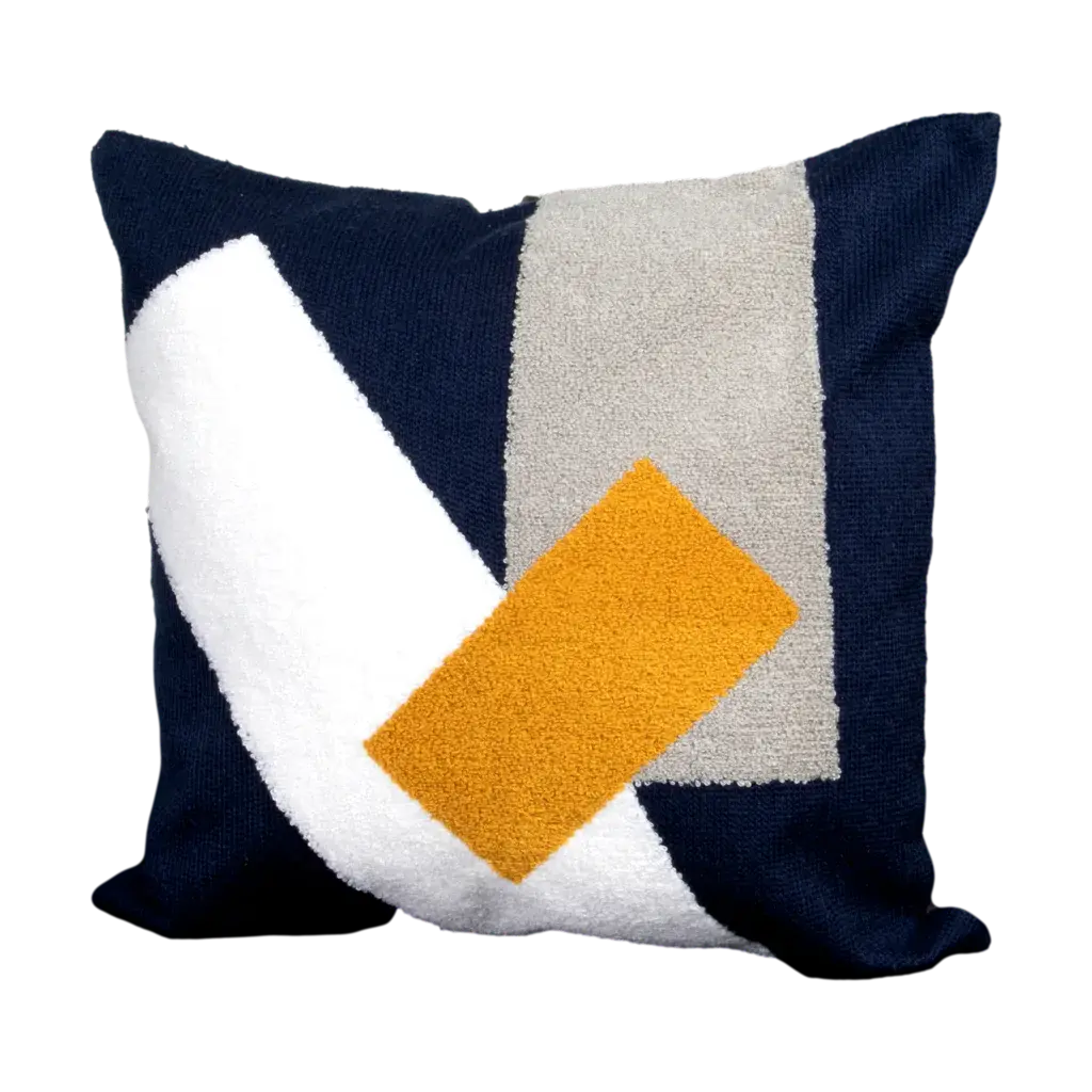 Navy Blue Abstract Boho Cushion - Feather Filled - Oakavia