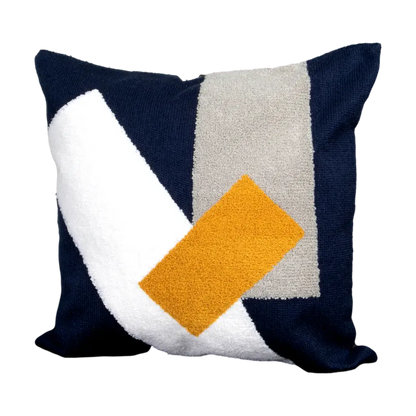 Navy Blue Abstract Boho Cushion - Feather Filled - Oakavia