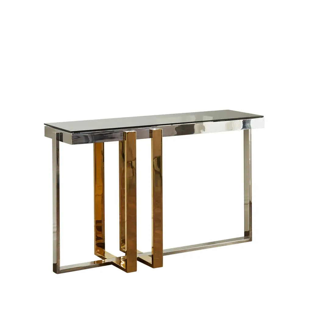 Nexus Gold and Silver Console Table - Oakavia