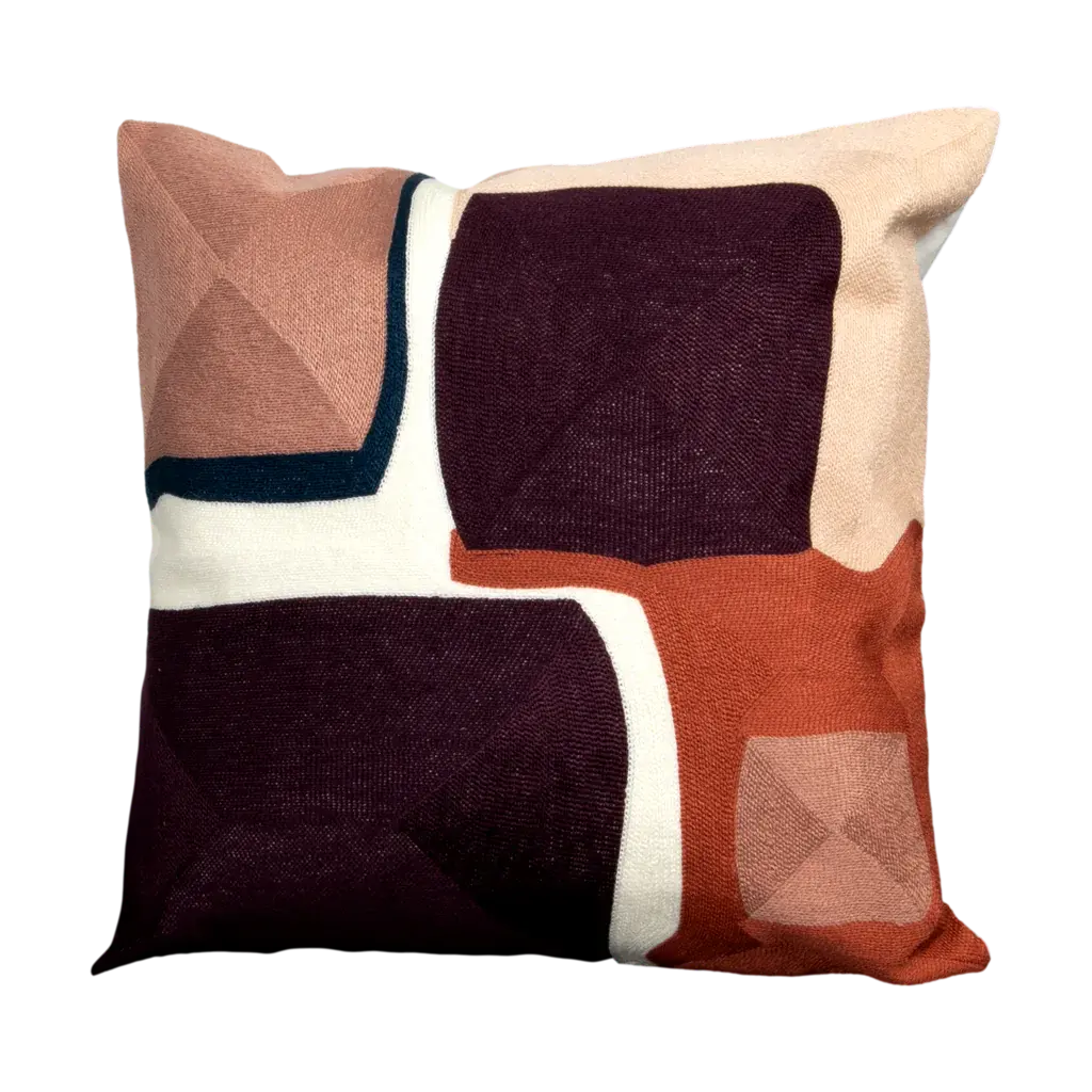 Purple Abstract Boho Cushion - Feather Filled - Oakavia