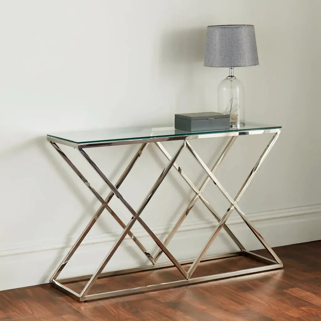 Pyramid Silver Console Table - Oakavia