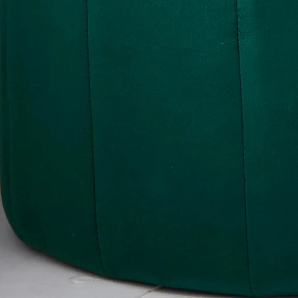 Round Deep Green Plush Stool - Oakavia