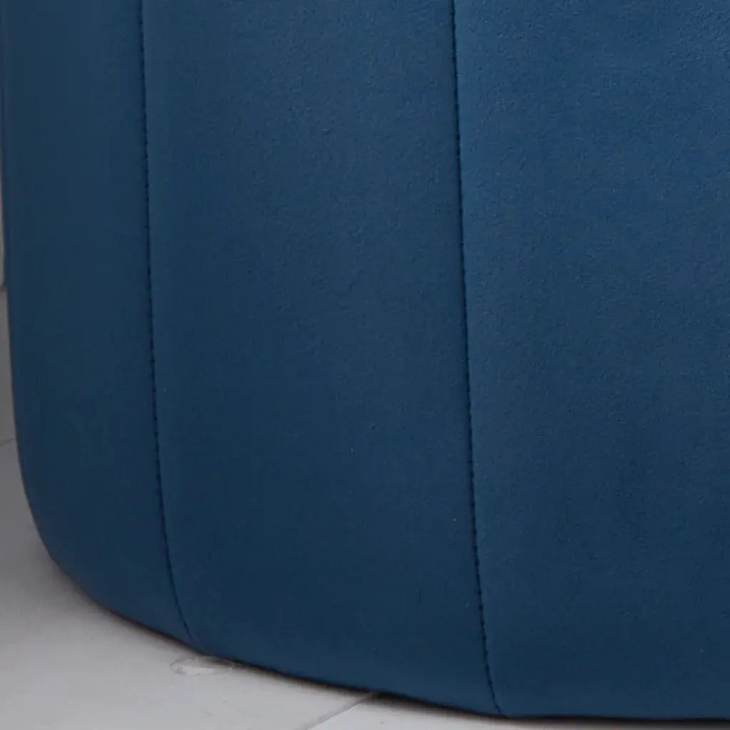 Round Mystique Blue Plush Stool - Oakavia