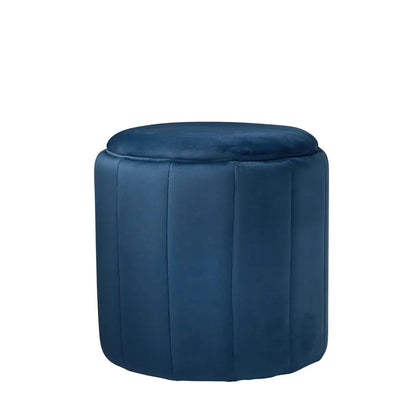 Round Mystique Blue Plush Stool - Oakavia