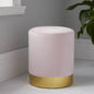 Round Pastel Pink Velvet Stool - Gold Finish - Oakavia