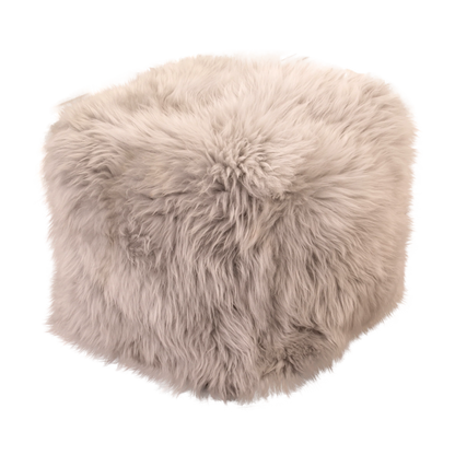 Grey Long Haired Sheepskin Pouffe - Oakavia