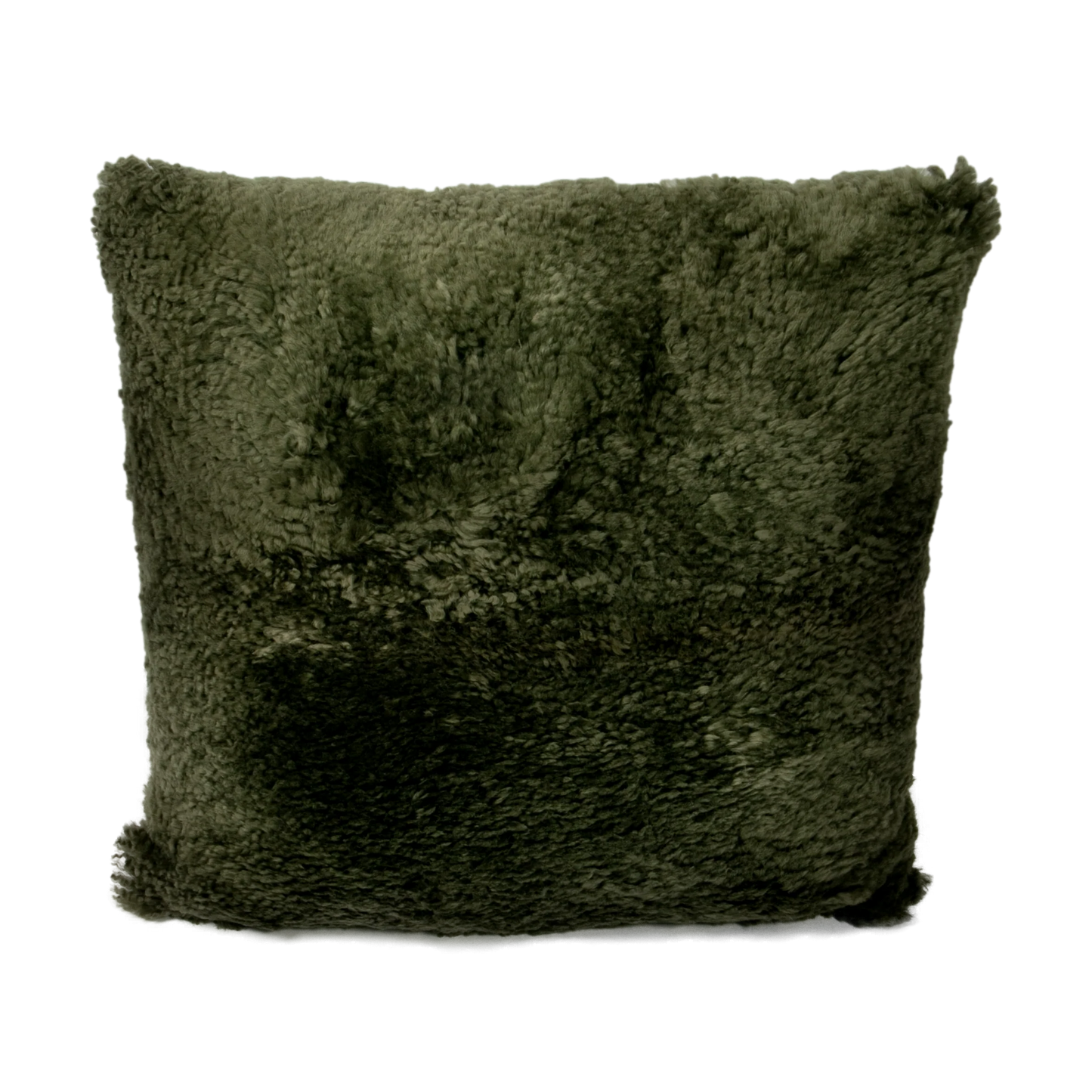 Khaki Green Short Pile Sheepskin Cushion 45 x 45cm - Oakavia