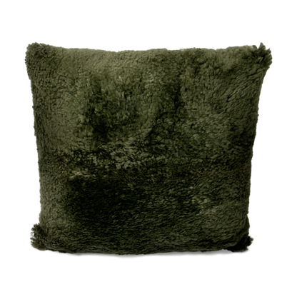 Khaki Green Short Pile Sheepskin Cushion 45 x 45cm - Oakavia