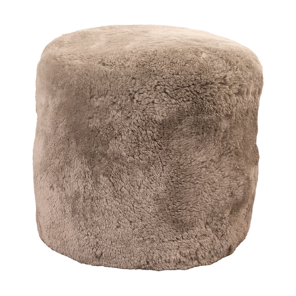 Grey Short Pile Sheepskin Pouffe - Oakavia