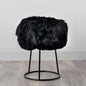 Black Metal Sheepskin Stool - Oakavia