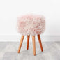 Blush Pink Sheepskin Wood Stool - Woodstain - Oakavia