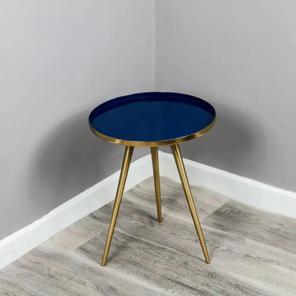 Side Table Blue Enamel Tray - Oakavia