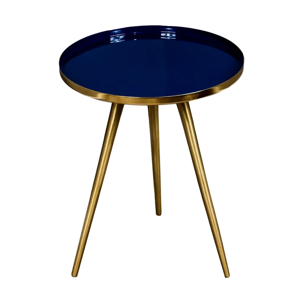 Side Table Blue Enamel Tray - Oakavia