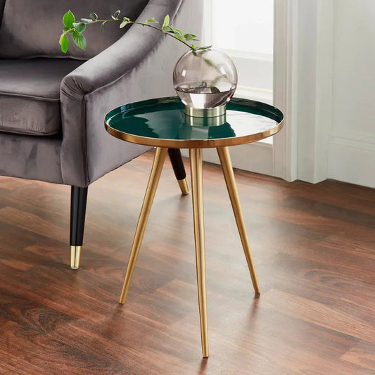 Side Table Green Enamel Tray - Oakavia