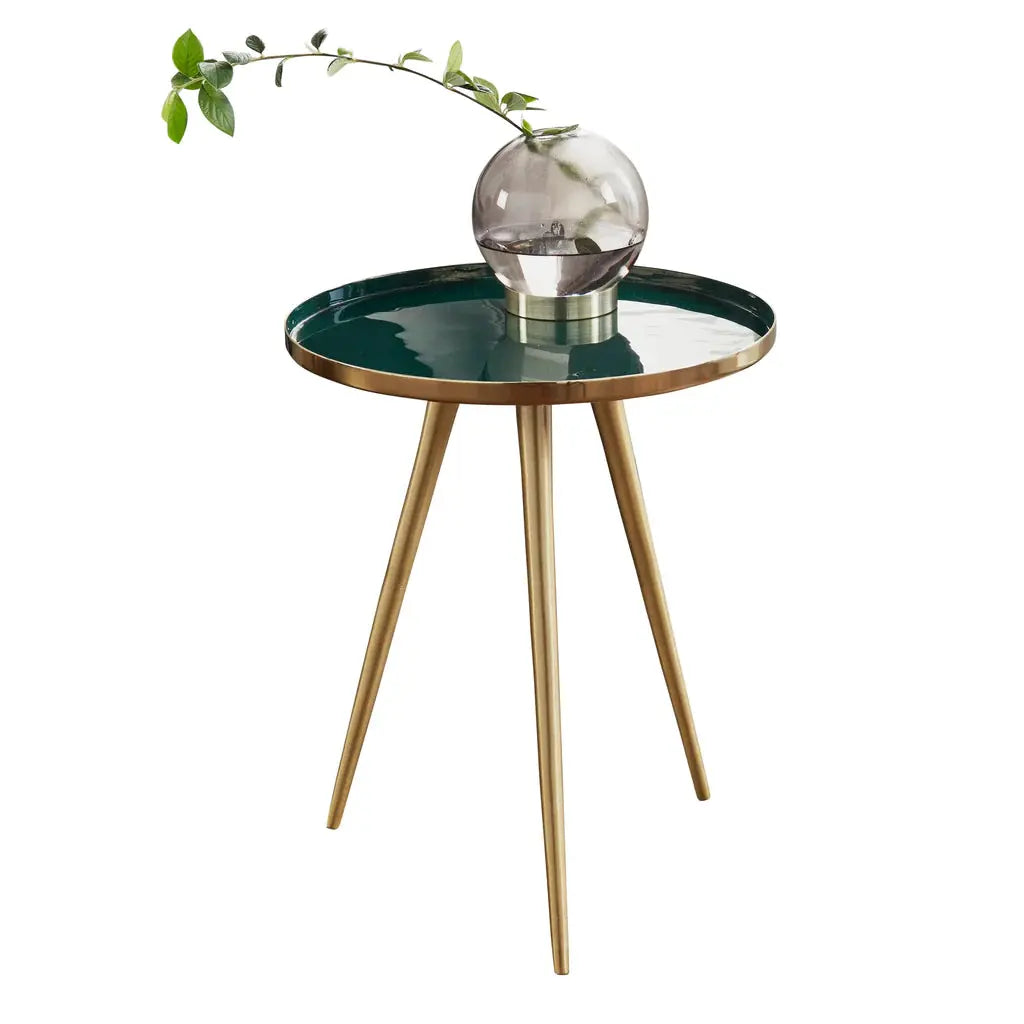 Side Table Green Enamel Tray - Oakavia