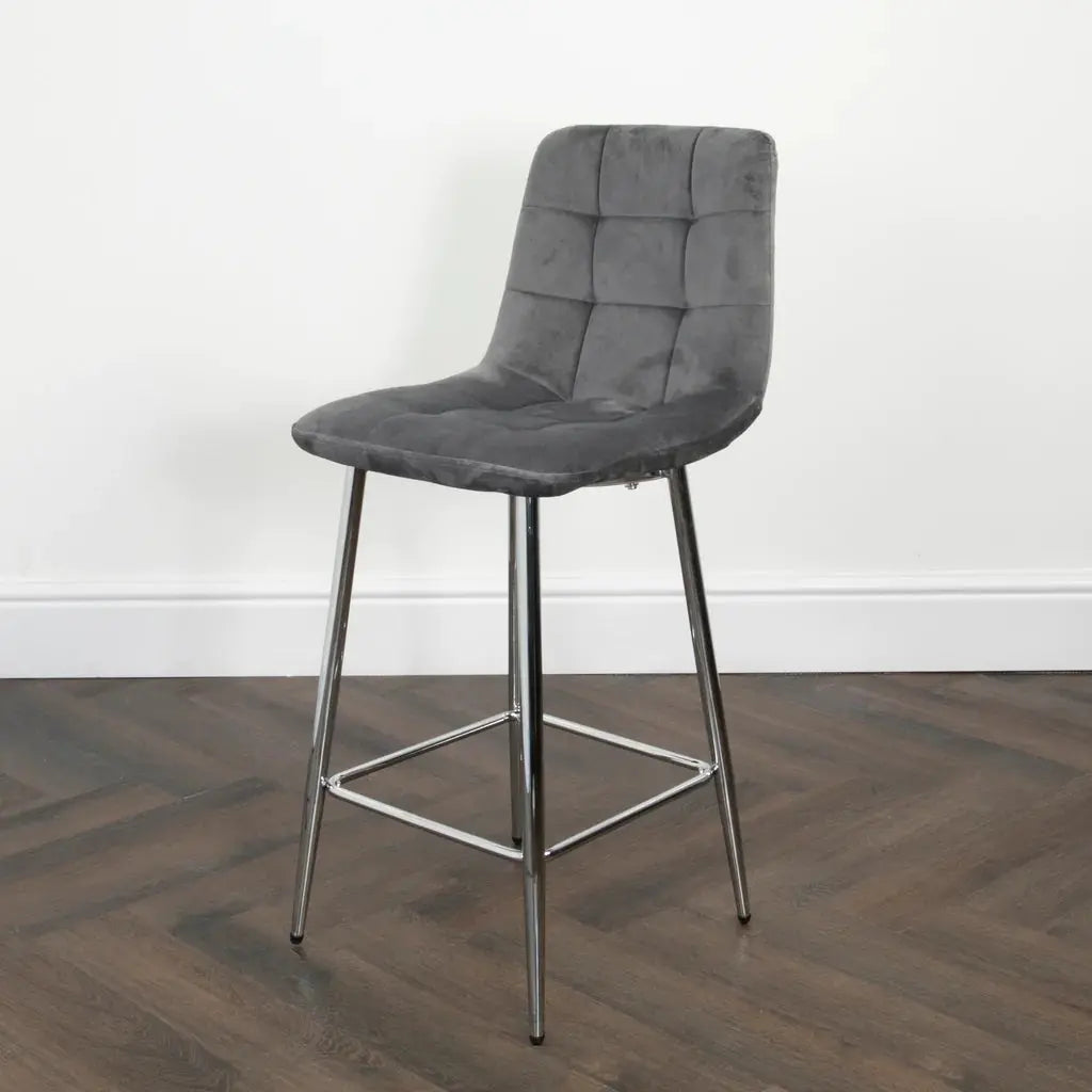 Squared Grey Kitchen Bar Stool (set of 2) - Oakavia