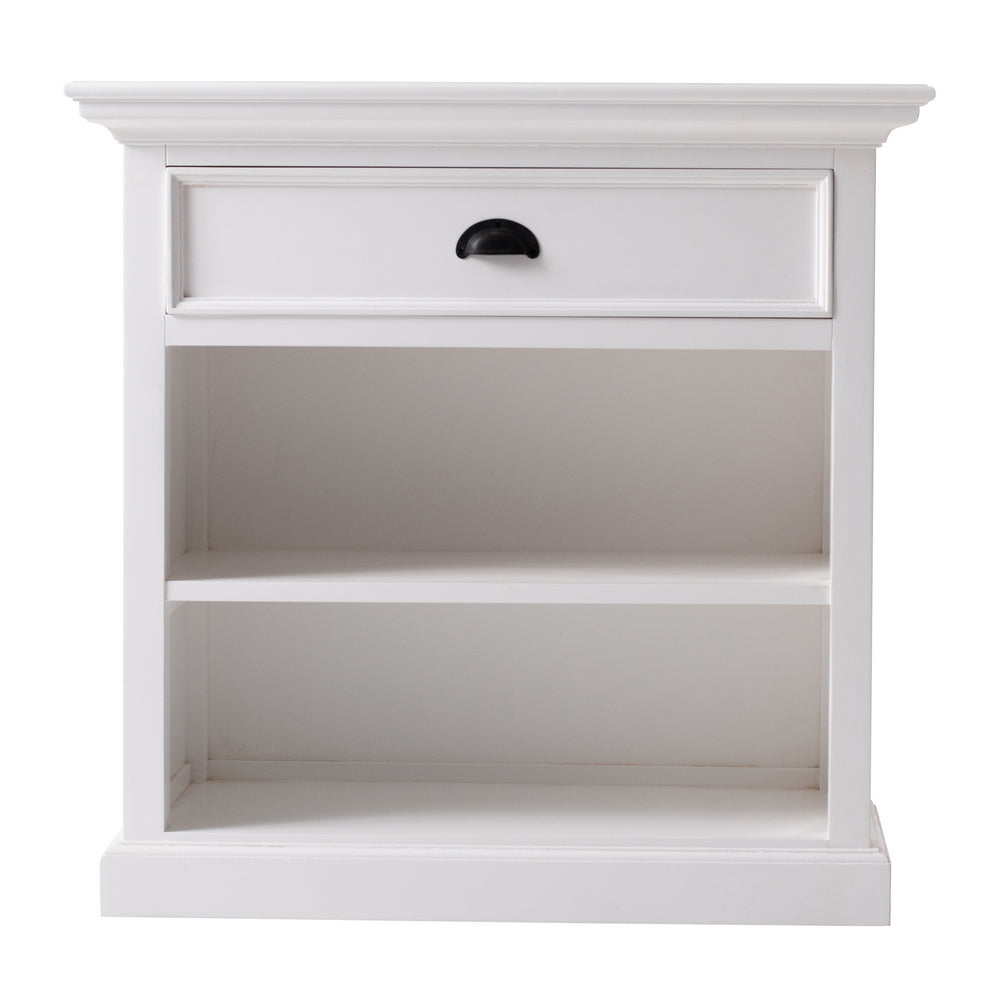 NovaSolo Halifax Grand Classic White Bedside Table with Shelves - Oakavia