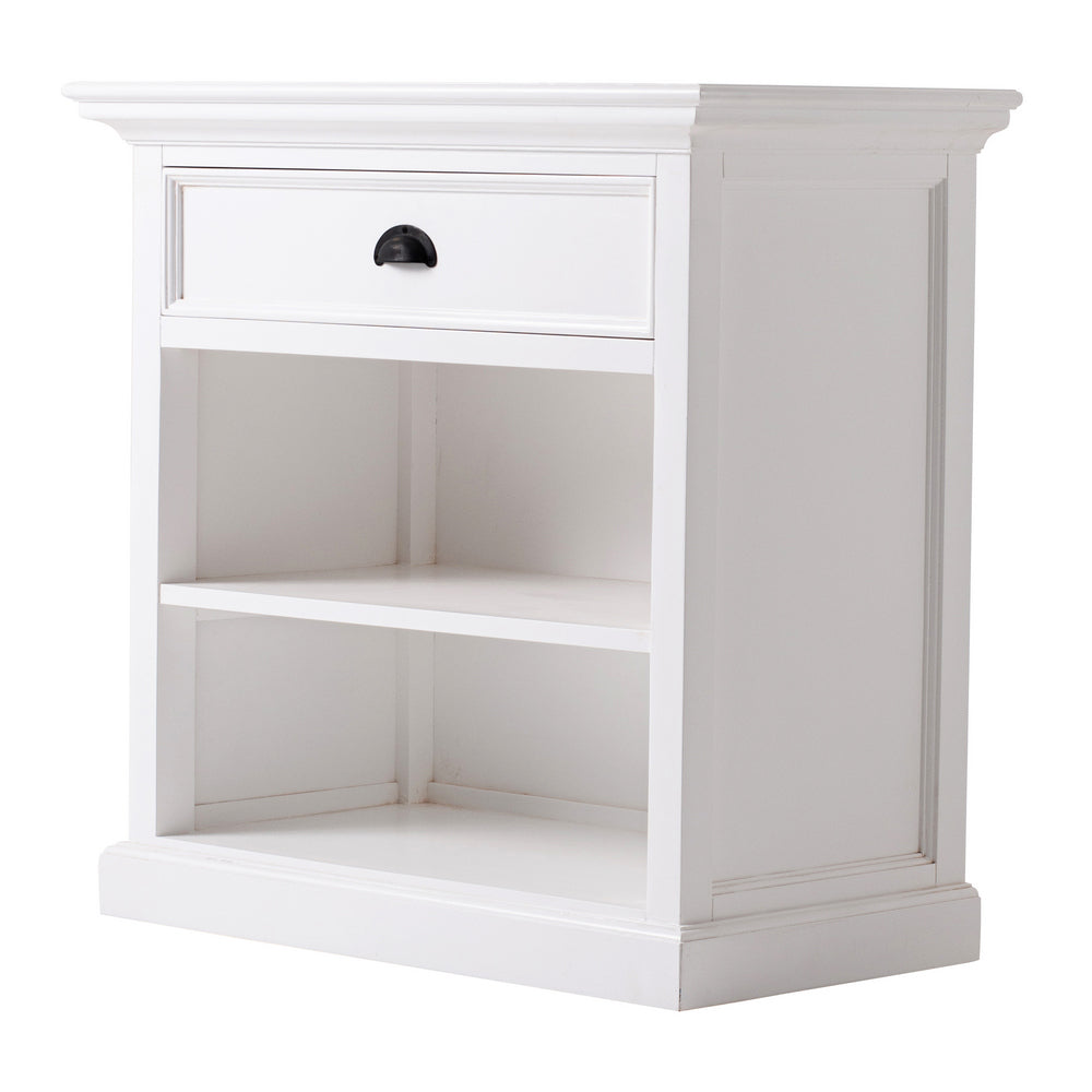 NovaSolo Halifax Grand Classic White Bedside Table with Shelves - Oakavia