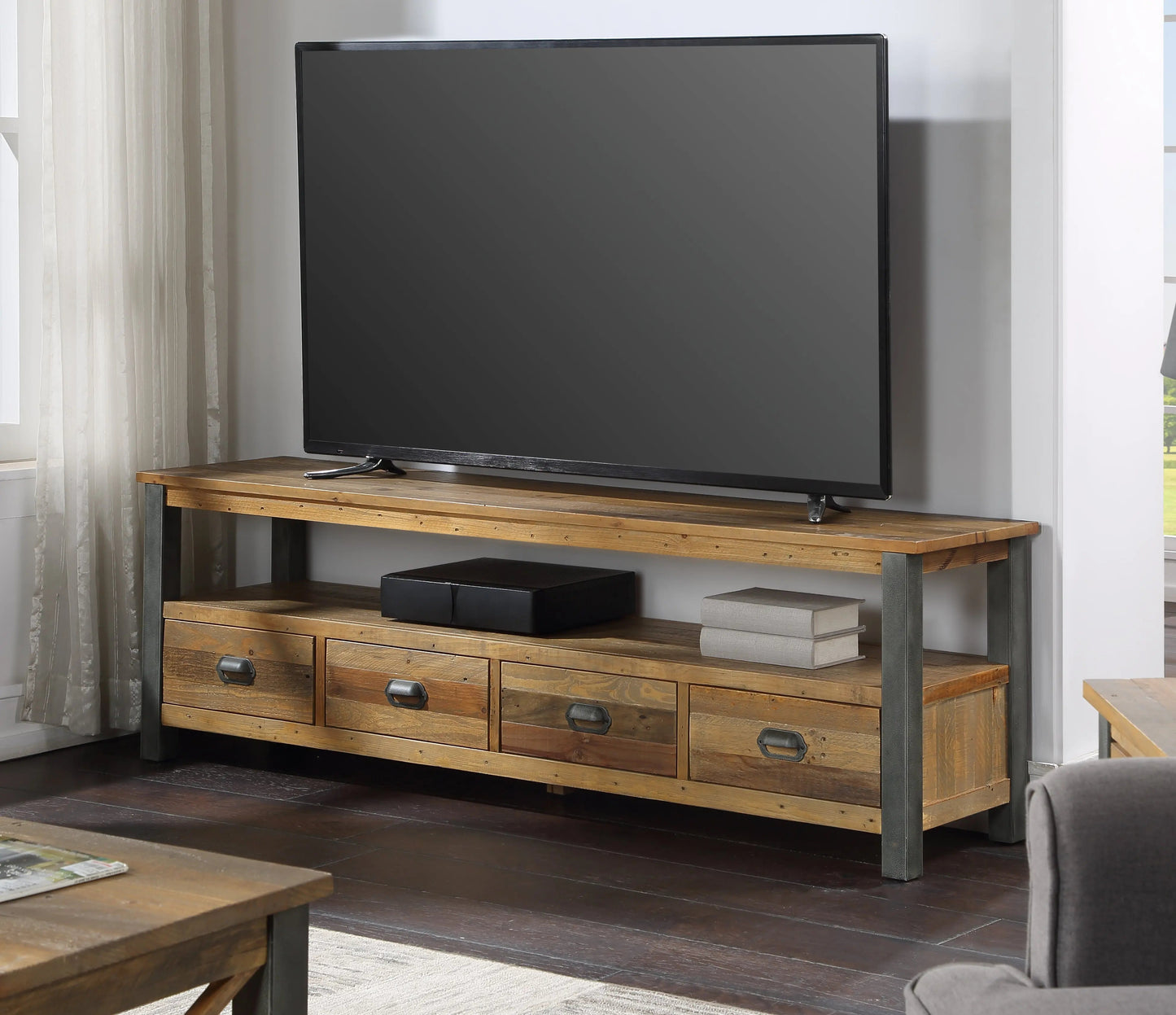 Wood Furniture UK - Shop Urban Elegance - Reclaimed Extra Large Widescreen TV unit - Oakavia