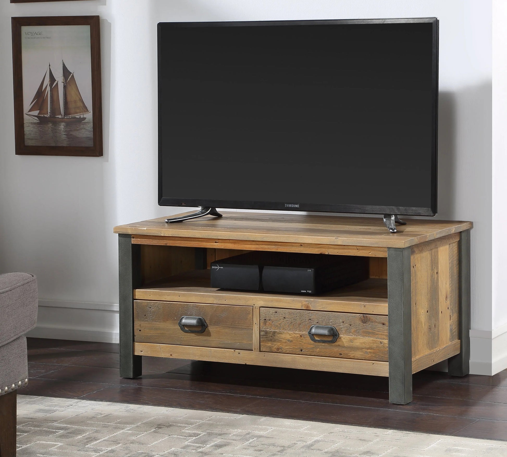 Wood Furniture UK - Shop Urban Elegance - Reclaimed Widescreen TV Cabinet - Oakavia