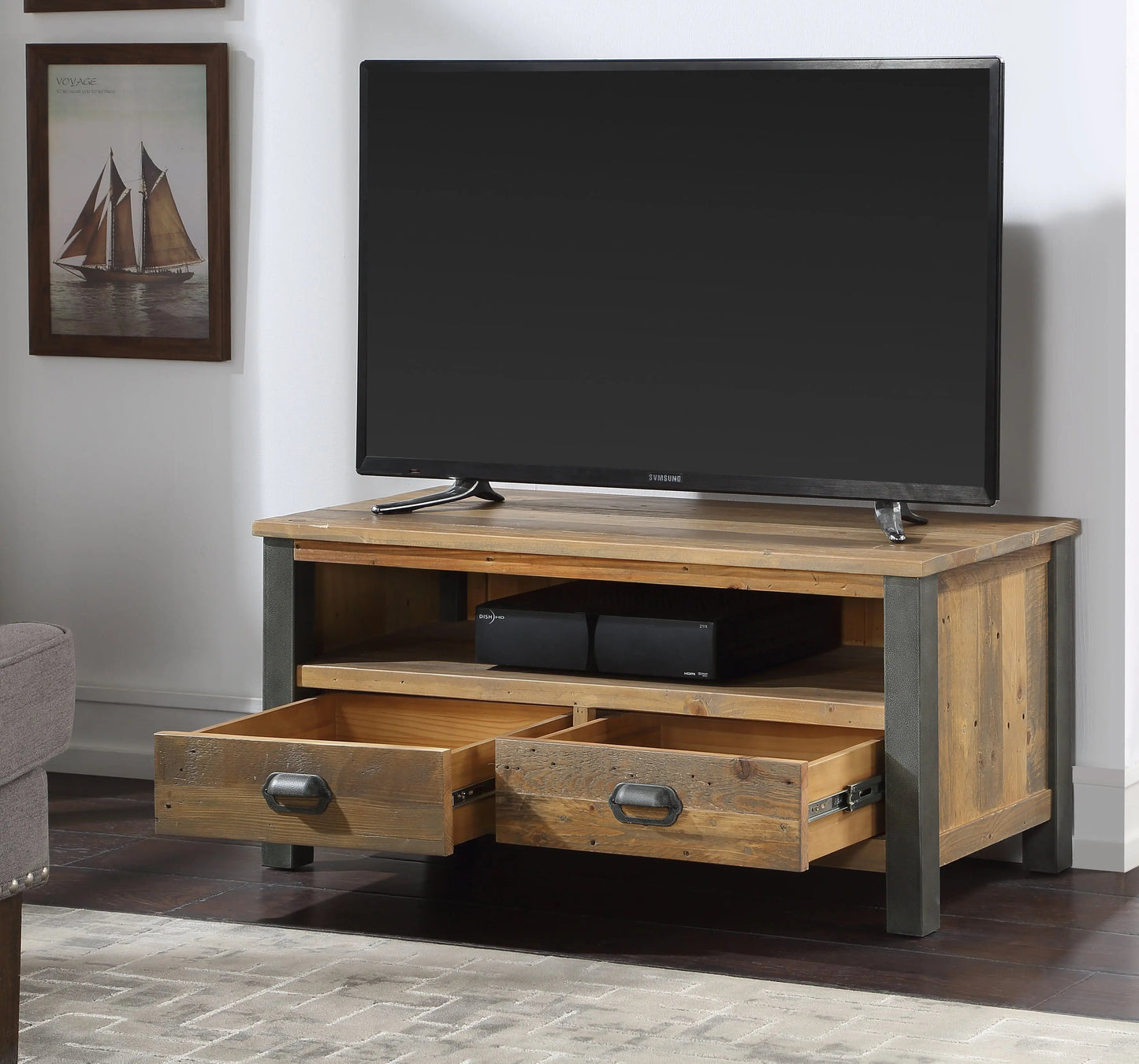 Wood Furniture UK - Shop Urban Elegance - Reclaimed Widescreen TV Cabinet - Oakavia