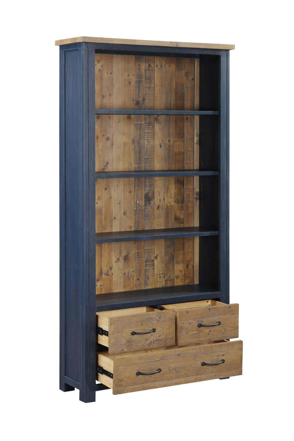 Splash of Blue - Large Open Bookcase with Drawers